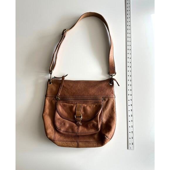 Fossil Sasha Y2K Distressed Brown Pebbled Leather Adjustable Shoulder Bag Purse - Picture 9 of 9